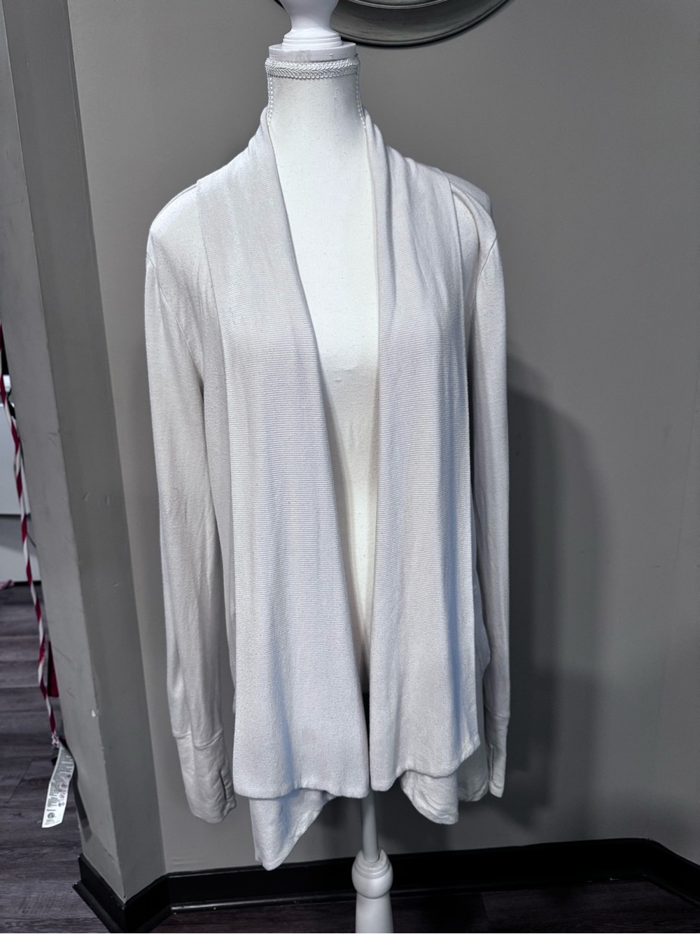 Athleta Soft Open-Front Cream Cardigan Sweater